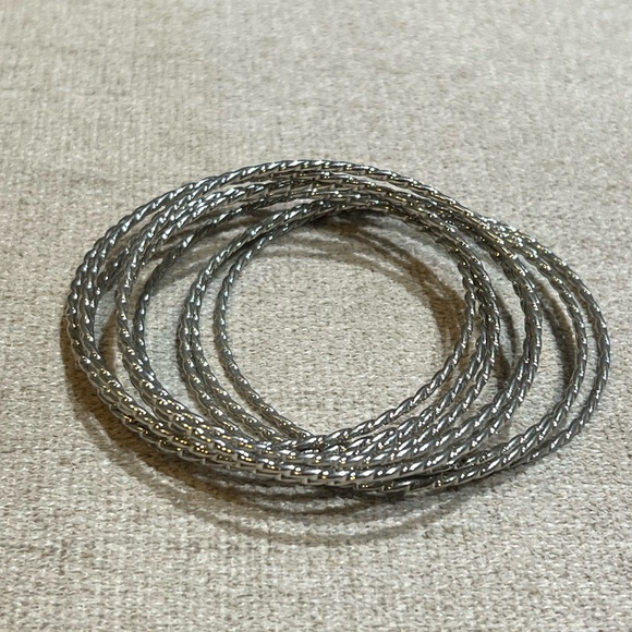 Set of 11 Silver Bangle Bracelets - Picture 4 of 5